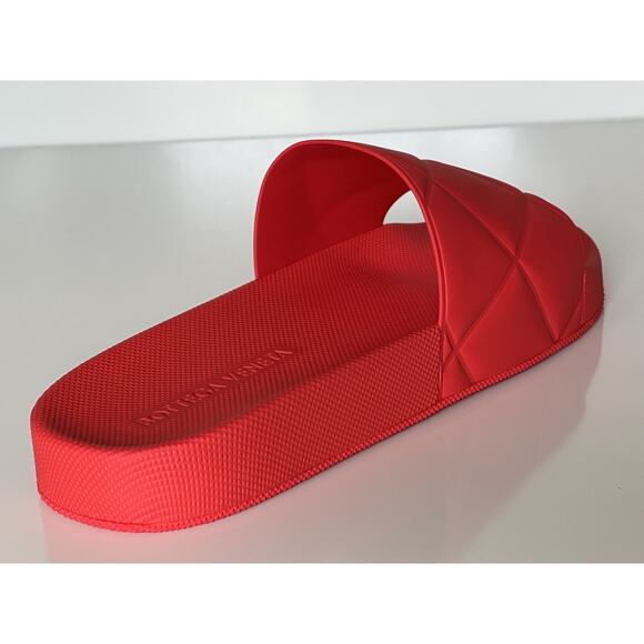 NIB $390 Bottega Veneta Slider Patterned Rubber Sandals Tomato 12 US (45) 640050 main image 6